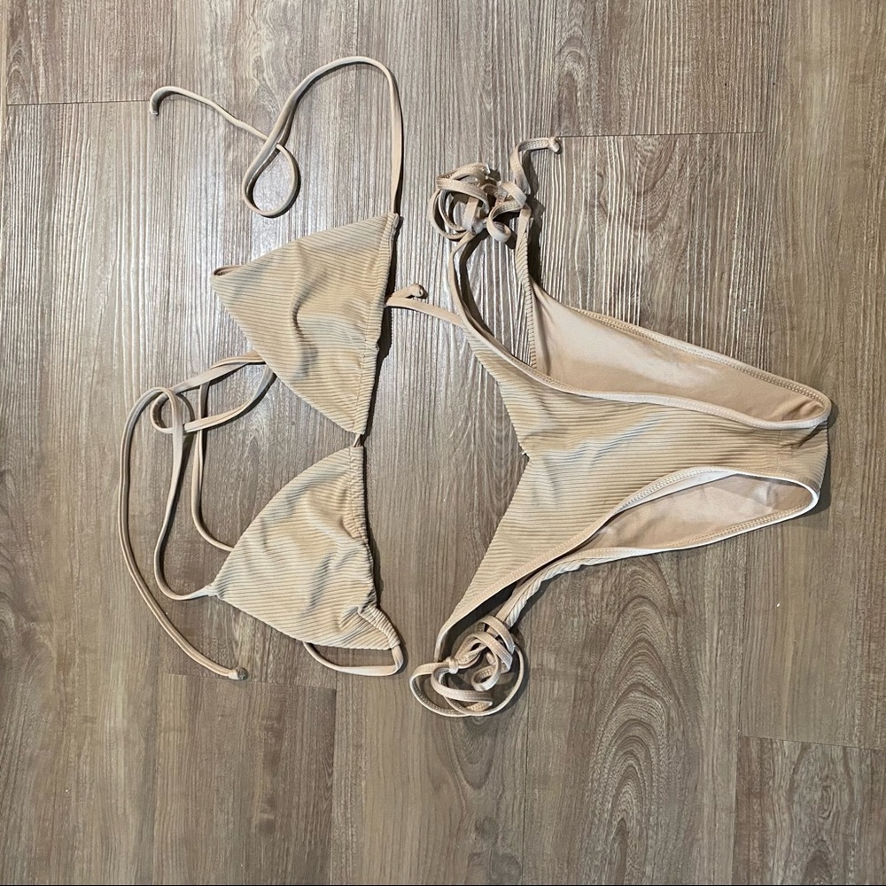 Frankie's Bikinis Tan Ribbed Bikini